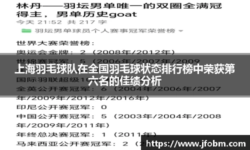 上海羽毛球队在全国羽毛球状态排行榜中荣获第六名的佳绩分析